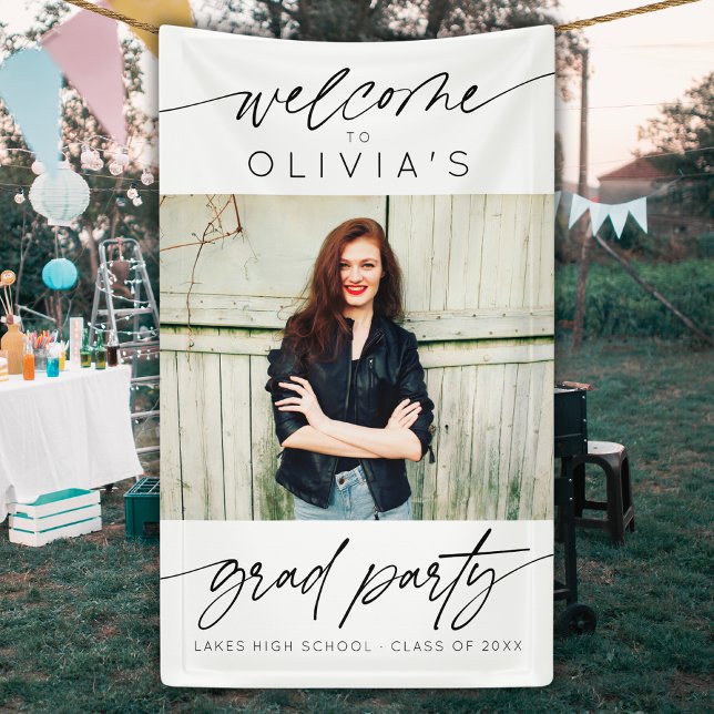 Modern Script Graduation Party Photo Welcome  Banner (Creator Uploaded)