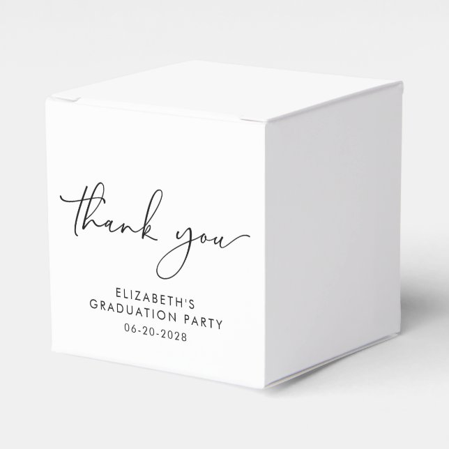 Modern Script Graduation Party Thank You Favor Box (Front Side)