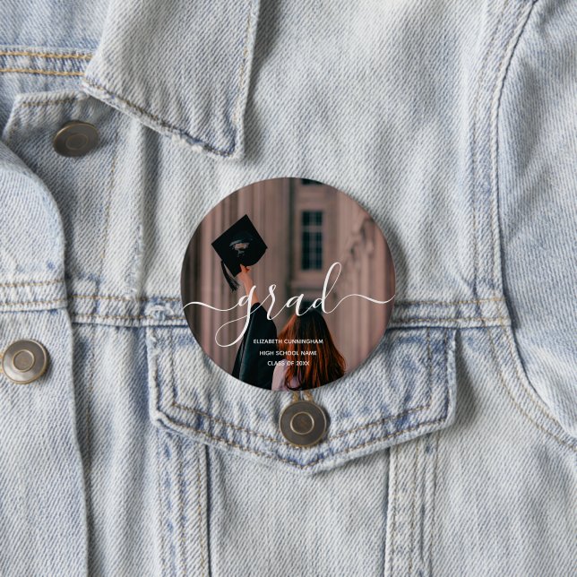 Modern Script Graduation Photo Button (In Situ)