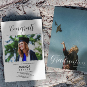 Modern Script Graduation Photo Invitation