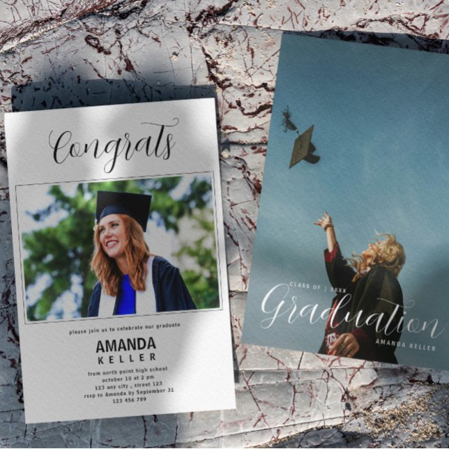 Modern Script Graduation Photo Invitation (Creator Uploaded)