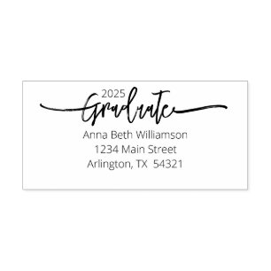 Modern Script Graduation Return Address Self-inking Stamp