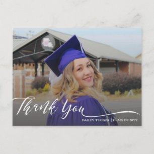 Modern Script Graduation Thank You Postcard