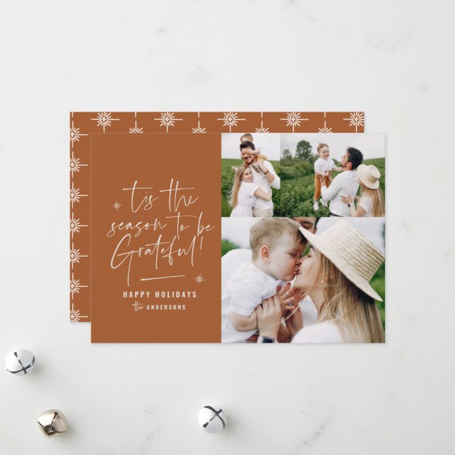 Modern script grateful photo holiday (Front/Back In Situ)