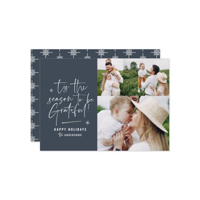 Modern script grateful photo holiday (Front/Back In Situ)