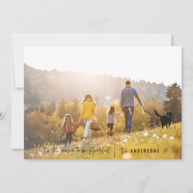 Modern script grateful photo holiday (Front)