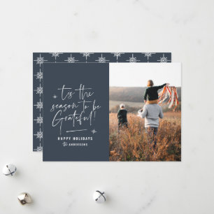 Modern script grateful photo holiday card