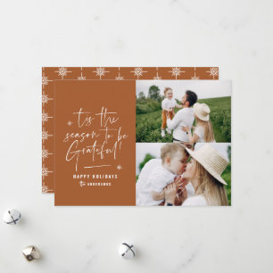 Modern script grateful photo holiday card