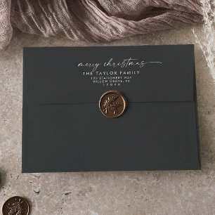 Modern Script   Grey Merry Christmas Card Envelope