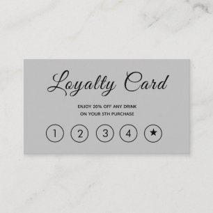 Modern Script Grey Simple Loyalty Card
