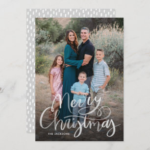 Modern Script Hand Lettered Merry Christmas  Holiday Card