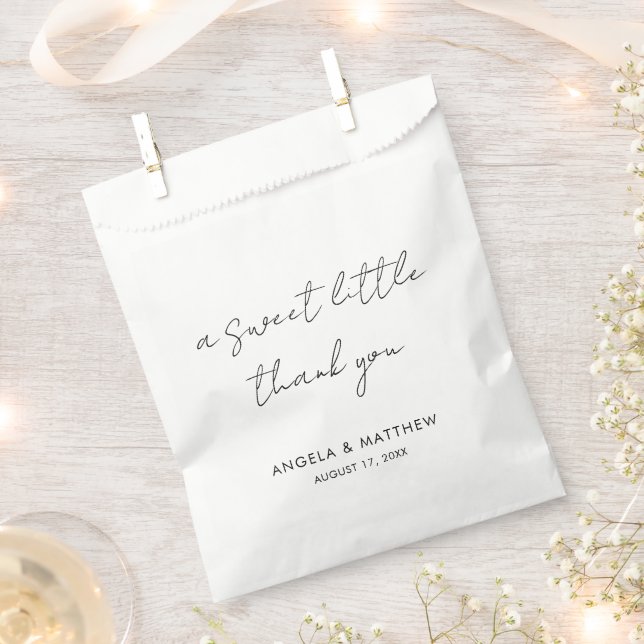 Modern Script Hand-Lettered Wedding Thank You Favour Bag (Clipped)