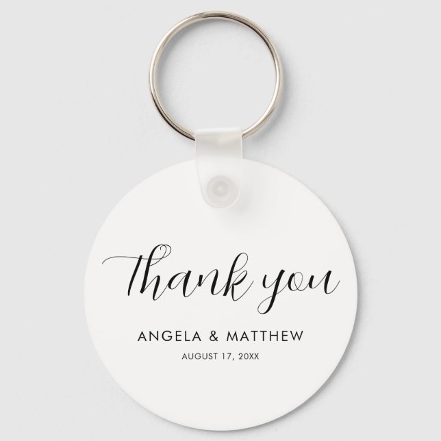 Modern Script Hand-Lettered Wedding Thank You Keychain (Front)