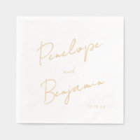 Modern Script Handwriting Wedding White and Gold