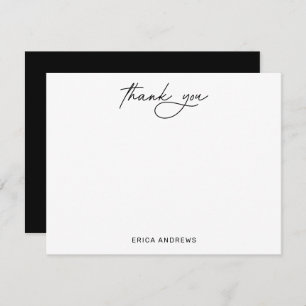 Modern Script Handwritten Thank You Flat Card