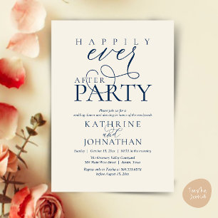 Modern Script Happily Ever After Party Elopement Invitation
