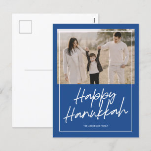 Modern script Happy Hanukkah holiday photo Postcar Postcard
