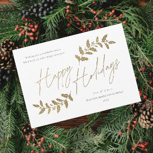 Modern Script Happy Holidays Business Holiday Card
