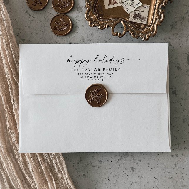 Modern Script Happy Holidays Card Envelope (Creator Uploaded)