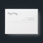 Modern Script Happy Holidays Card Envelope<br><div class="desc">This modern script happy holidays card envelope is perfect for your minimalist shabby chic boho black and white holiday greeting. The minimal whimsical handwritten calligraphy is delicate and rustic while staying classy and elegant. The design reflects a simple all-white winter day and evokes memories of a more simplistic life. You...</div>