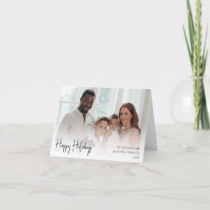 Modern Script Happy Holidays Folded Full Photo Holiday Card