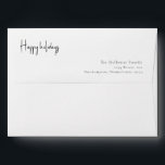 Modern Script Happy Holidays Invitation Envelope<br><div class="desc">This modern script happy holidays invitation envelope is perfect for your minimalist shabby chic boho black and white holiday greeting. The minimal whimsical handwritten calligraphy is delicate and rustic while staying classy and elegant. The design reflects a simple all-white winter day and evokes memories of a more simplistic life. You...</div>