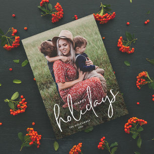 Modern Script Happy Holidays Simple Photo Magnetic