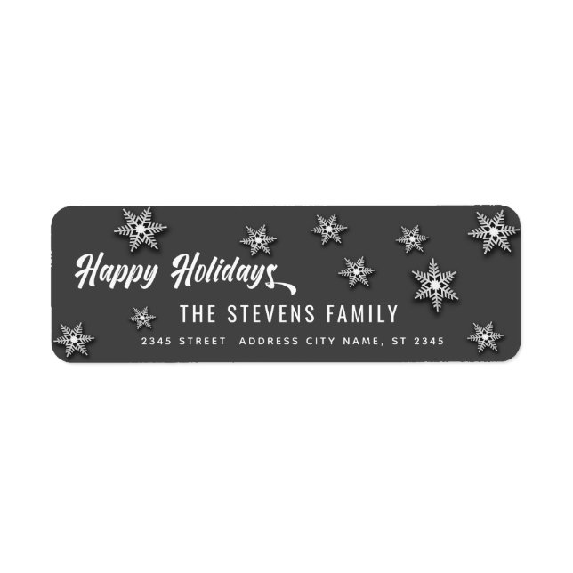 Modern script Happy Holidays snowflakes  Label (Front)