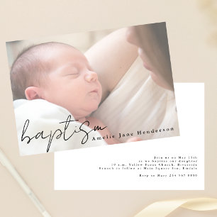 Modern Script Hazy Photo Elegant Baptism Invitation