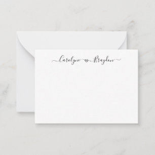 Modern Script Heart Couple Name Wedding Newlywed Card