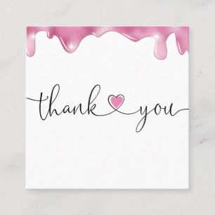 modern script heart thank you for your order drips square business card
