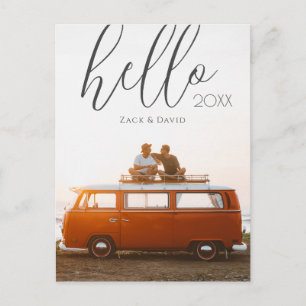 Modern Script Hello Happy New Year Photo Postcard