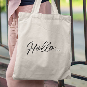 Modern Script Hello... Minimalist Simpe Stylish Tote Bag
