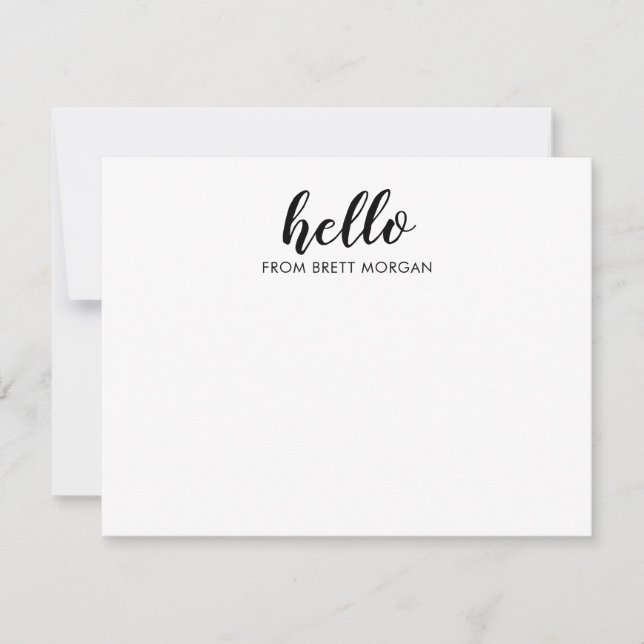 Modern Script Hello Name Typography Card (Front)