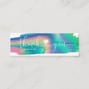 modern script holograph heart thank you for order  mini business card