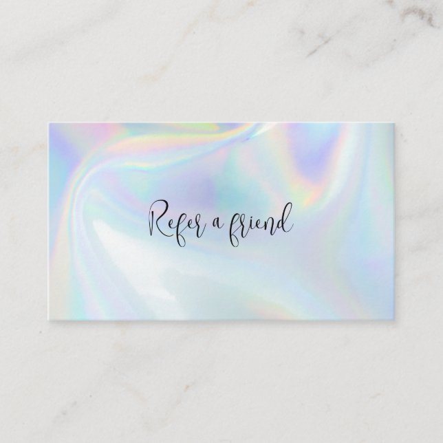 Modern Script Holographic Business Referral Card (Front)