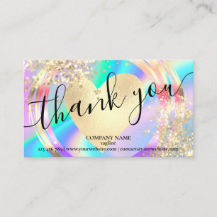 modern script holographic thank you for your order business card