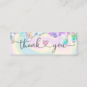 modern script holographic thank you for your order mini business card