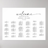 Modern Script Horizontal Alphabetical Seating Plan