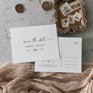 Modern Script Horizontal Save the Date Postcard