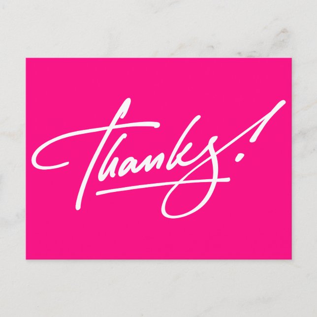 Modern Script Hot Pink Thank You Card (Front)