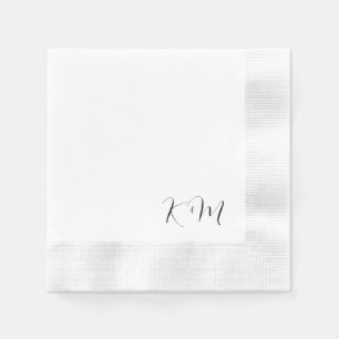 Modern Script Initials  B/W Wedding Coined  Napkin