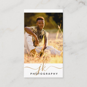 Modern Script Initials Monogram Photographer Business Card