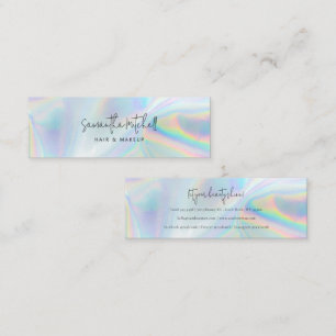 Modern Script Iridescent Salon Makeup Mini Business Card