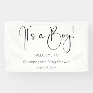 Modern Script It's A Boy Baby Shower Banner