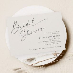 Modern Script Ivory Boho Bridal Shower Invitation