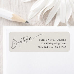 Modern Script Ivory Neutral Baptism Return Address