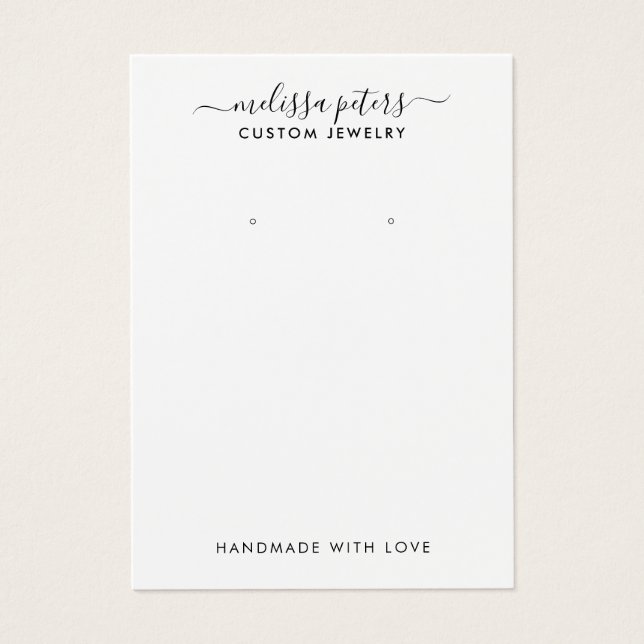 Modern Script Jewellery Earring Display Card (Front)