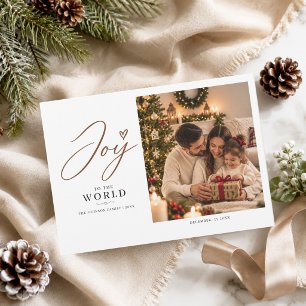 Modern Script Joy To The World Christmas Photo Holiday Card