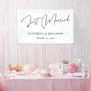 Modern Script 'Just Married' Banner - Personalized